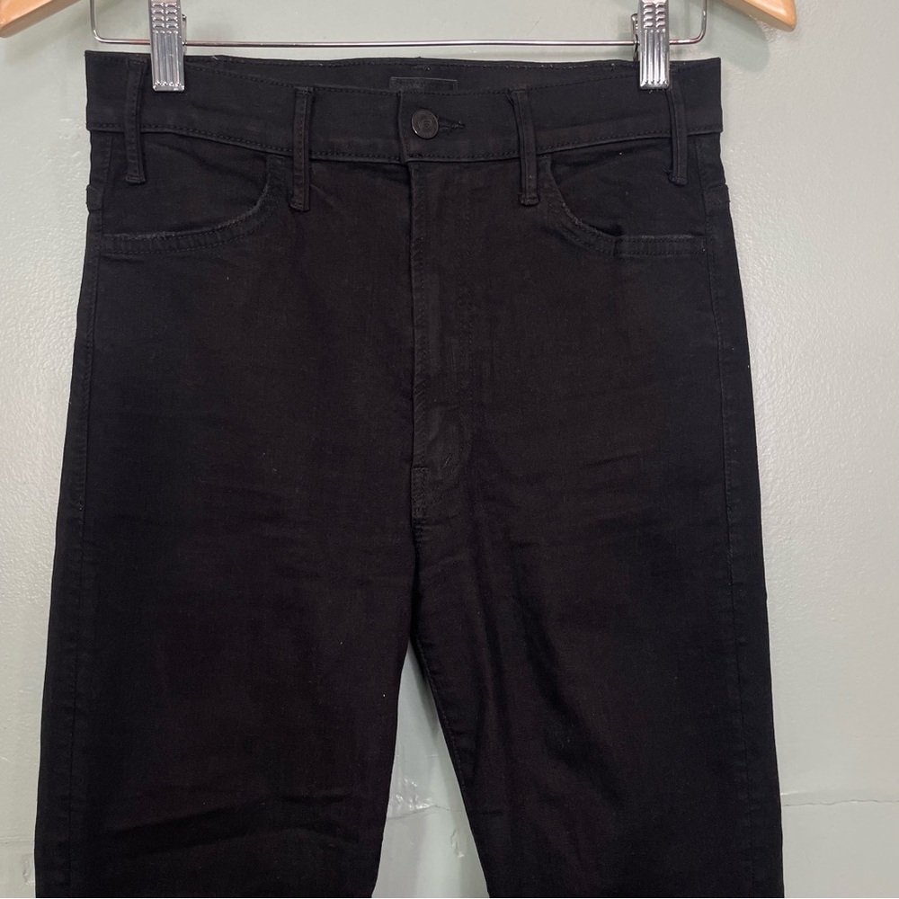 MOTHER The Hustler Ankle Fray Not Guilty Black Size 27 Straight - Picture 3 of 14